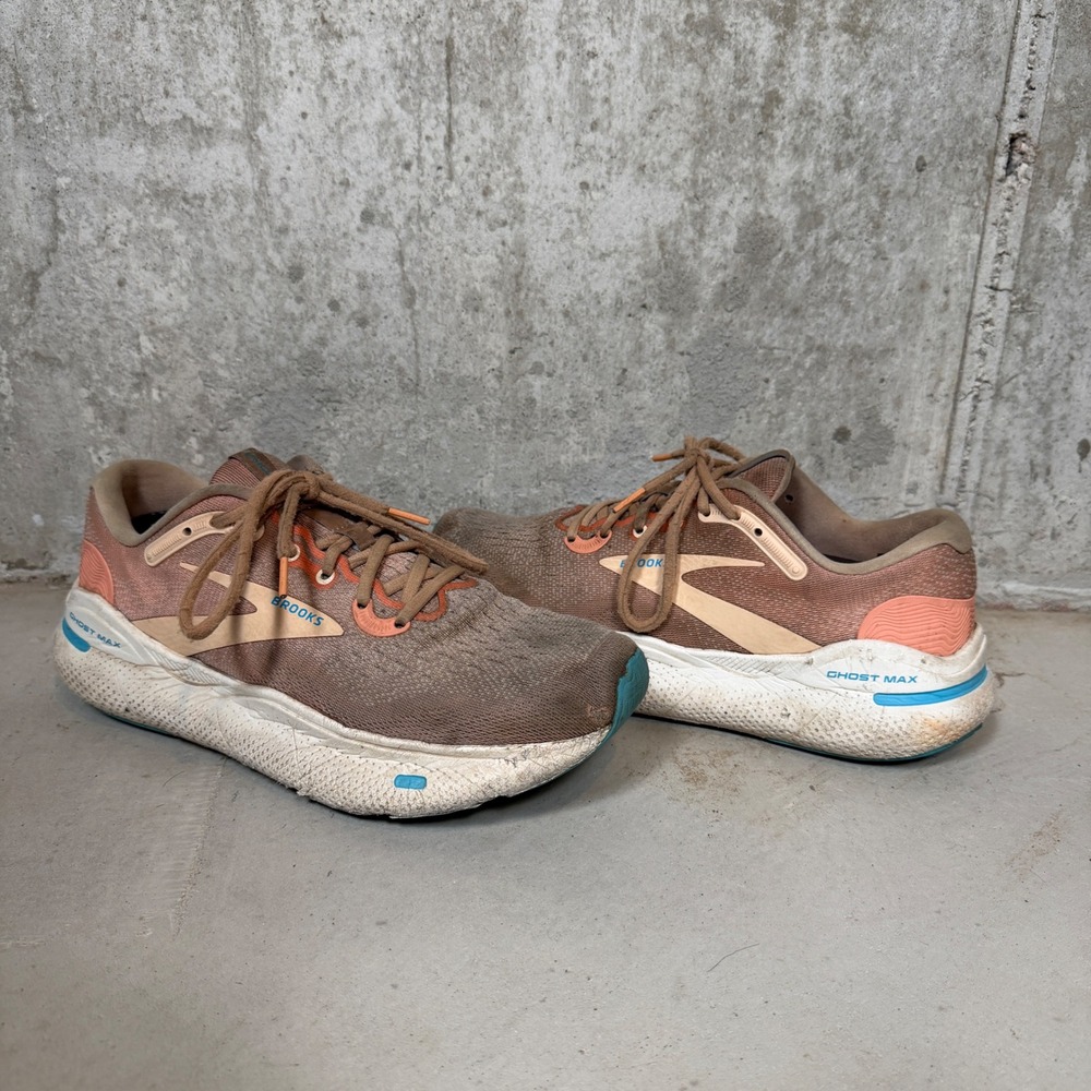 Brooks Ghost Max Womens Mauve Orange Neutral Cushion Running Shoes 10